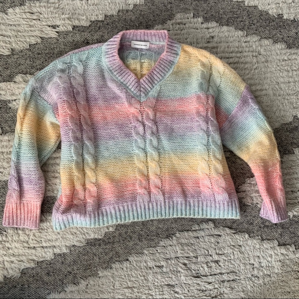Goodnight macaroon sweat pastel rainbow v neck